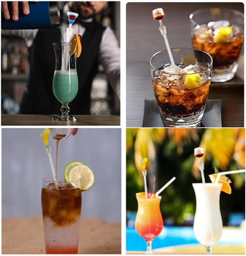 10 Pcs Cocktail Mixing Spoon,23 Cm Swizzle Sticks Colorful Clear Beverage Stirrers Drink Stirrer Cocktail Stirrer Clear Shafts Cocktail Drink Stirrers for Bars Cafes Restaurants Home Use image number 5