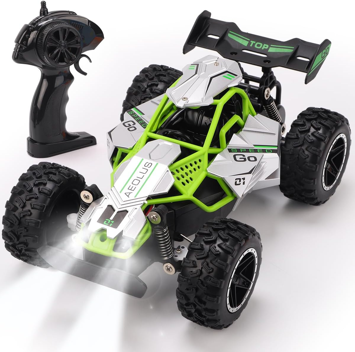 Remote Control Cars, 2.4Ghz 1:18 Scale Off-Road RC Race Car Toy for Kids with LED Light, Rechargeable High Speed All Terrain RC Drift Vehicle, 4 5 6 7 8 Year Old Boys Girls Birthday Gift image number 2
