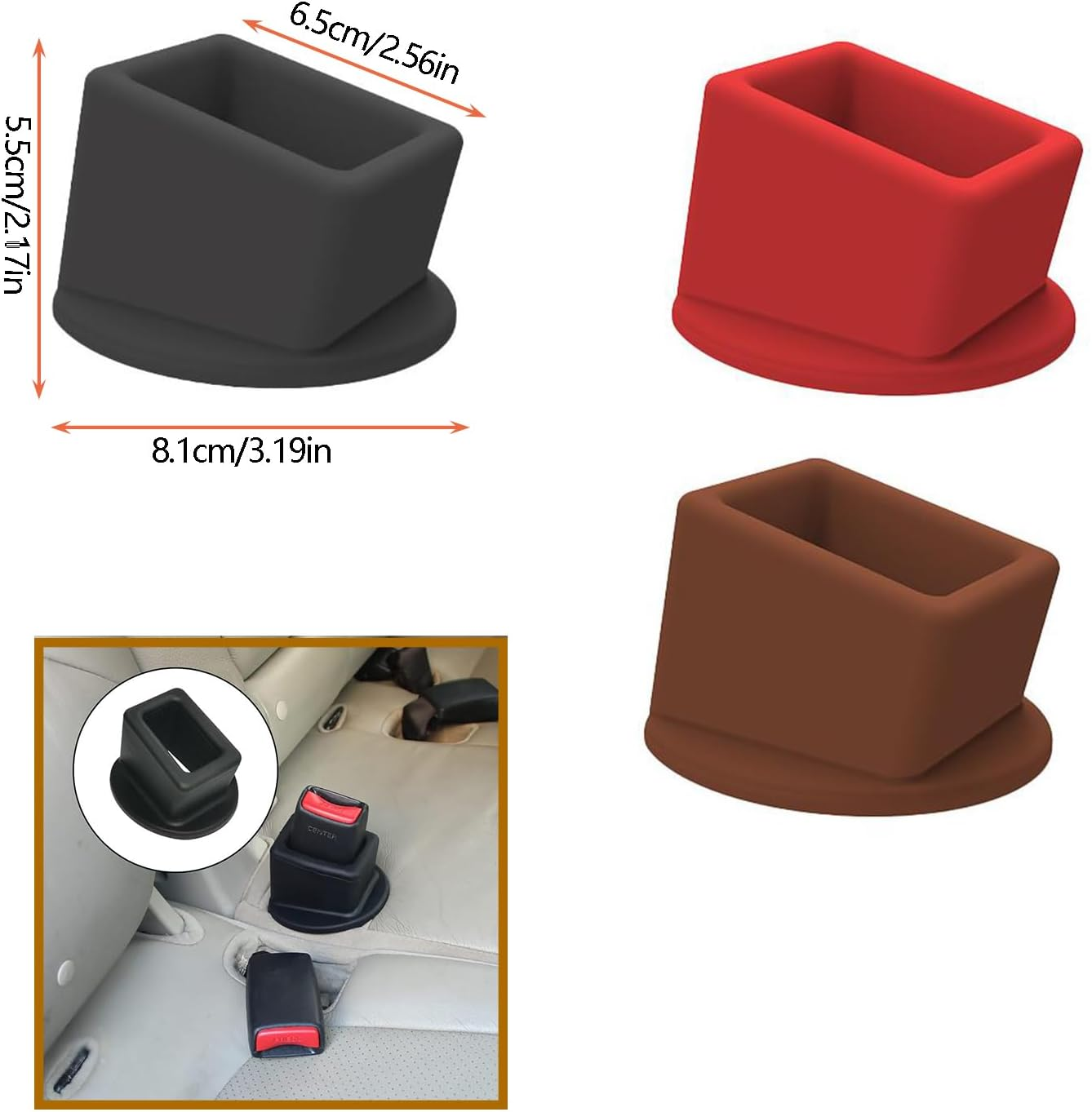 Taicols Seat Belt Buckle Holder, 2 Pcs Seat Belt Holder, Silicone Easy Access Vehicle Seatbelt Booster, Suitable for Most Car Models, Buckle Extender for Kids Car Accessories (Black) image number 6