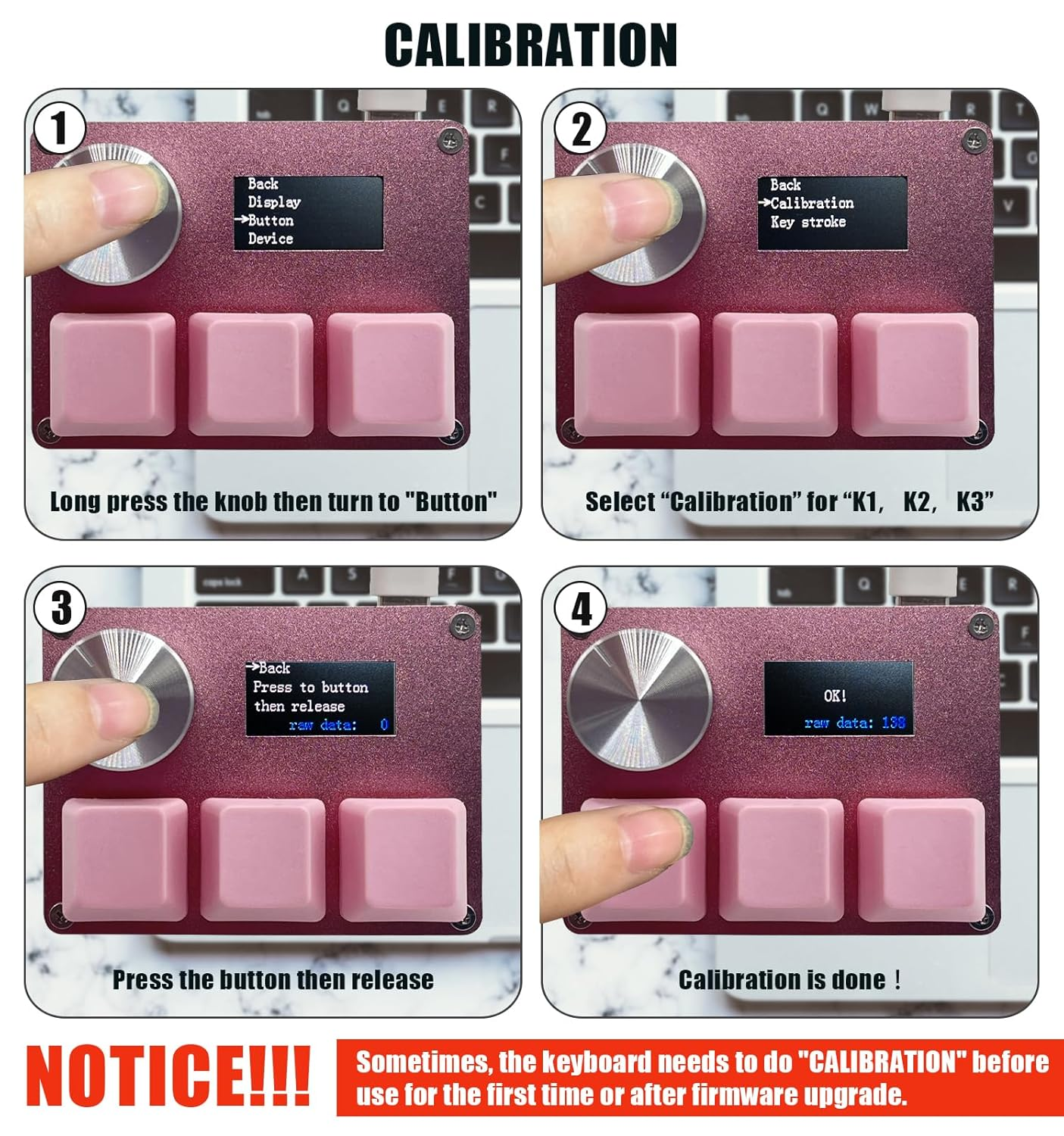 BTXETUEL Sayodevice O3C OSU Keyboard Rapid Trigger Hall Switches Magnetic Linear Switches Keyboard with Knob and Screen,Copy Paste,Shotcut,Macro Hotswap Mini Keypad.&hellip; (Pink) image number 3