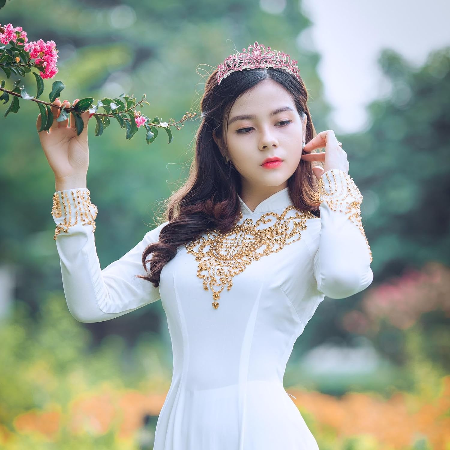 Crystal Crowns for Women, Tiara Hair Accessories Rhinestones Princess Headbands with Comb for Wedding Quinceanera Pageant Birthday Party image number 2