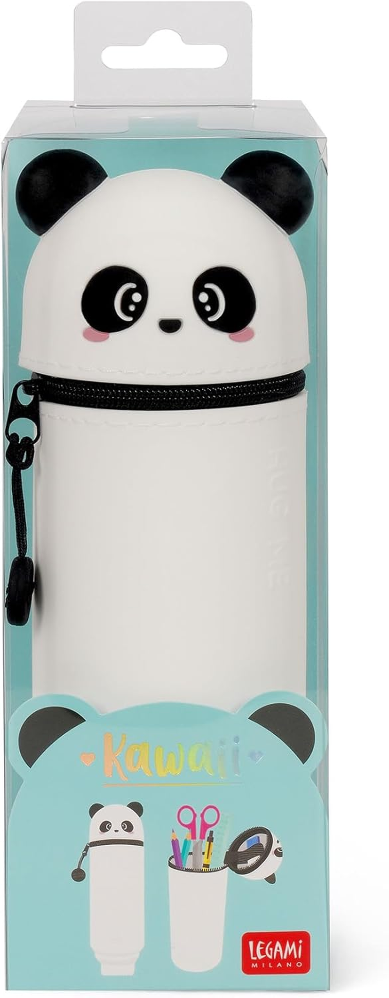 Legami - 2-In-1 Soft Silicone Case - Kawaii Table Pen Holder, Zipper, Silicone, Pen Bag, Colouring Pencils Marker, H 18.5 Cm, Panda, Kawaii - Monster image number 6