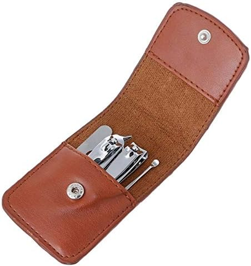 4Pcs/Set Pedicure Manicure Set Stainless Steel Nail Clippers File Ear Pick Kit with Leather Case 10X6Cm Zhengpingpai image number 5