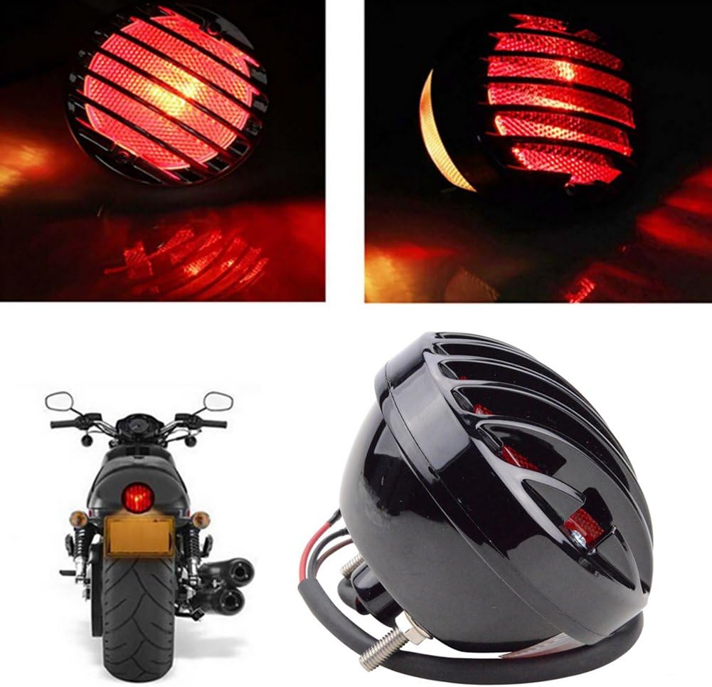 Katur Motorcycle Tail Brake Light Motorcycle License for Suzuki Yamaha Harley Bobber Chopper Black 12V image number 1