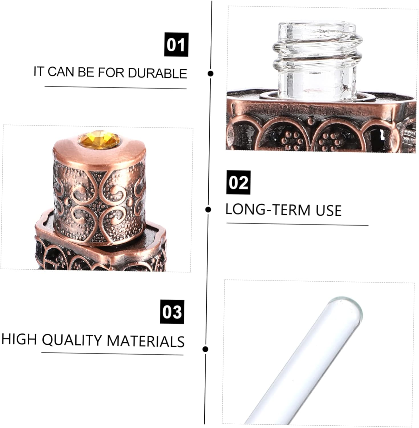 2Pcs Antique Perfume Spray Bottle Hollow Engraved Essential Oil Dispenser for Travel Refillable Vintage Container for Daily Use and Decoration image number 6