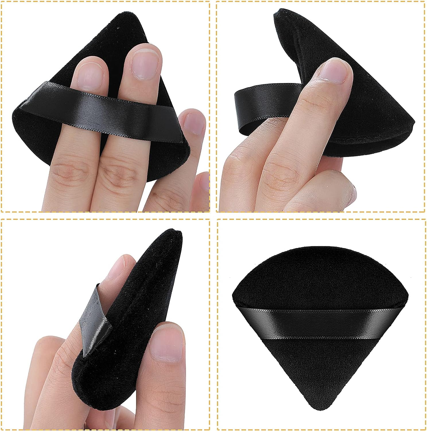 2 Pieces Triangle Cosmetic Loose Powder Puffs Washable Reusable Soft Plush Foundation Sponge for Face Body Wet Dry Makeup Tool