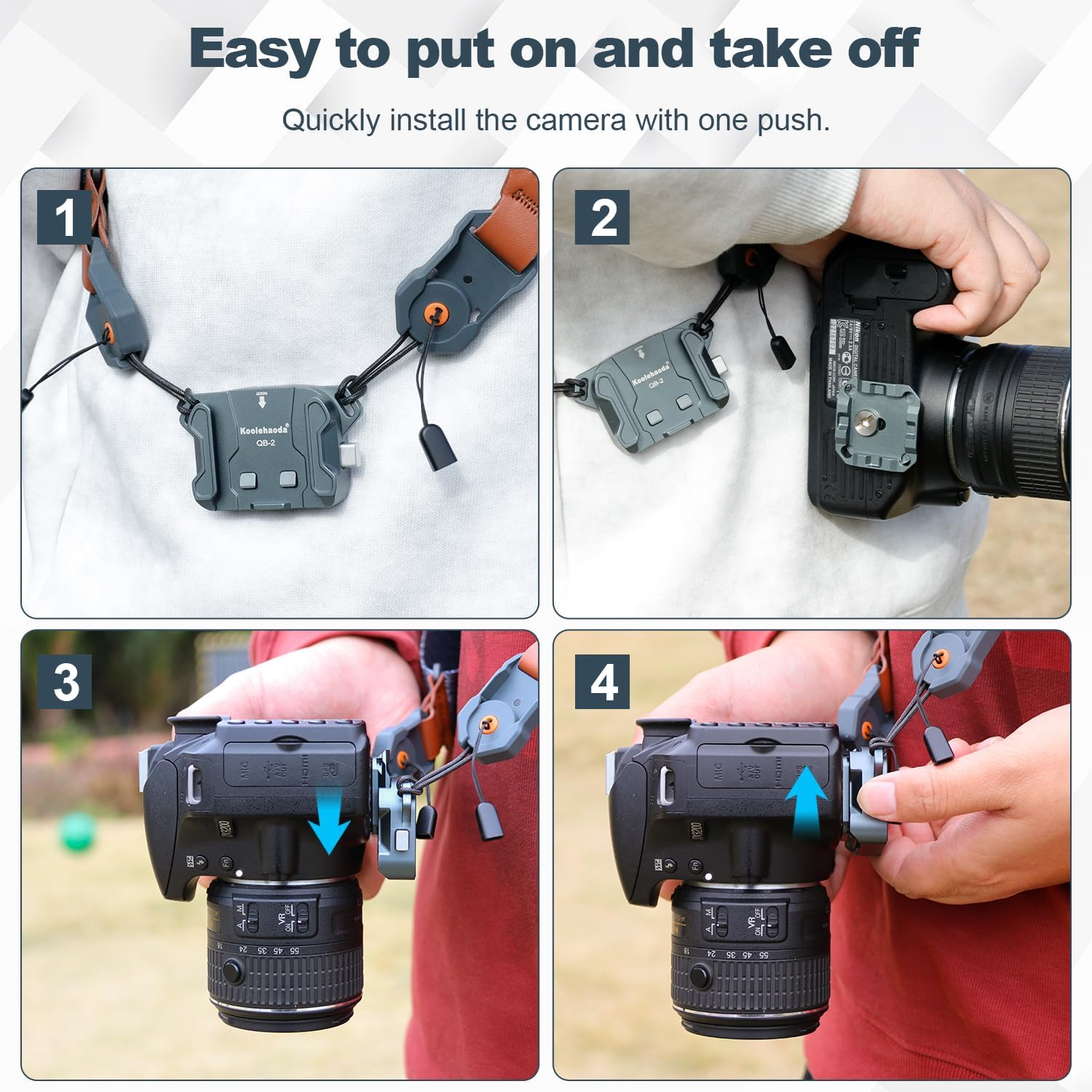 Koolehaoda Camera Shoulder Strap Mount Quick Release Kit, QR Plate Capture Camera Clip for Camera to Shoulder Strap Quick Mount/Release (QB-2 Quick Release Kit) image number 6