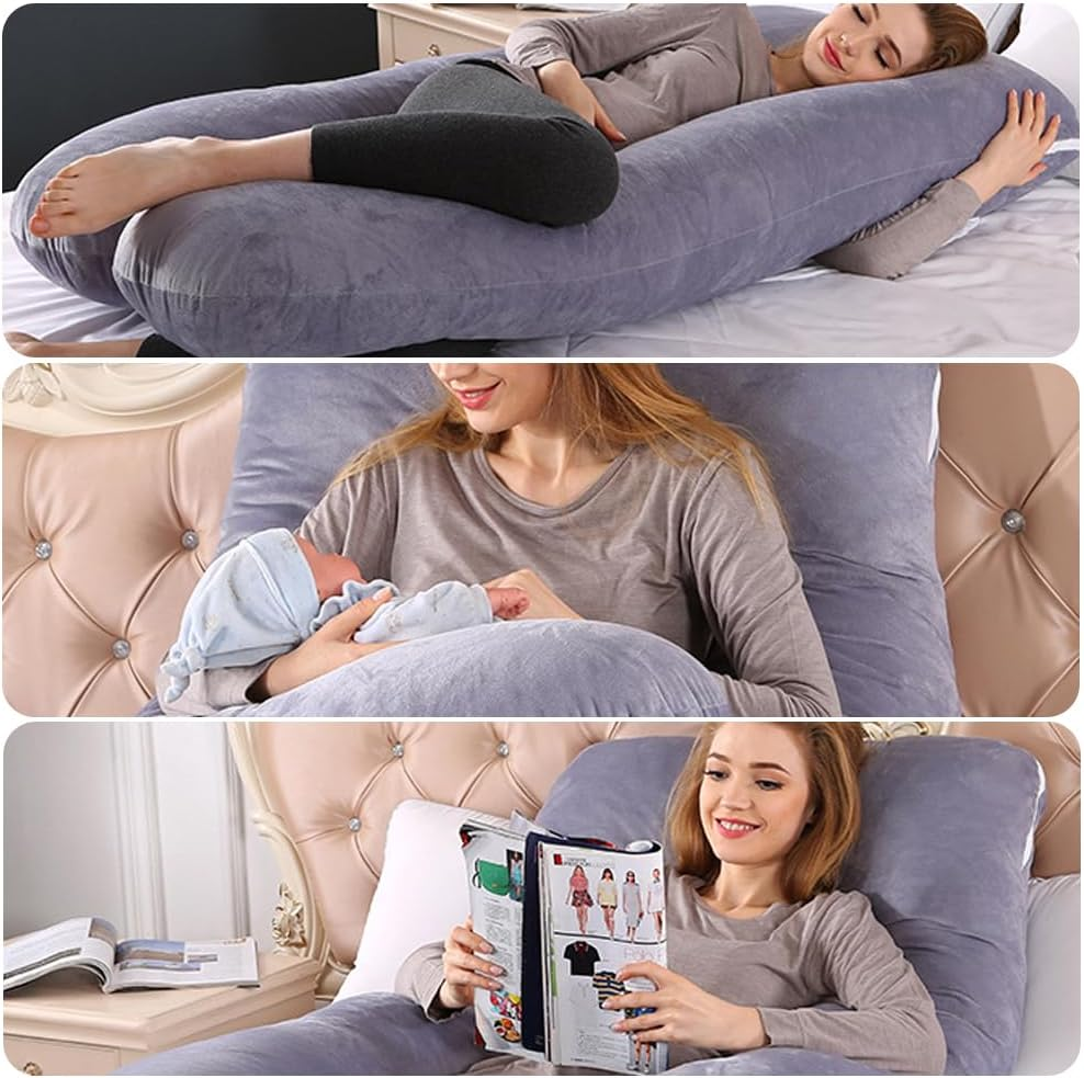 U-Shape Full Body Pillow, Adjustable Memory Foam Pregnancy Pillow for Sleeping, Full Body Pillows for Adults Sleeping, Belly and Back Support, Maternity Pillow with Removable Cover image number 3