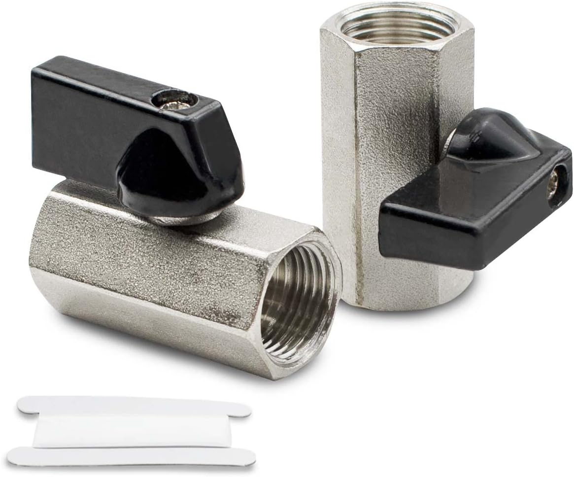 Bwintech 2 Pcs 1/4" BSP Female Nickel Plated Brass Mini Ball Valve Shut-Off Valve image number 4
