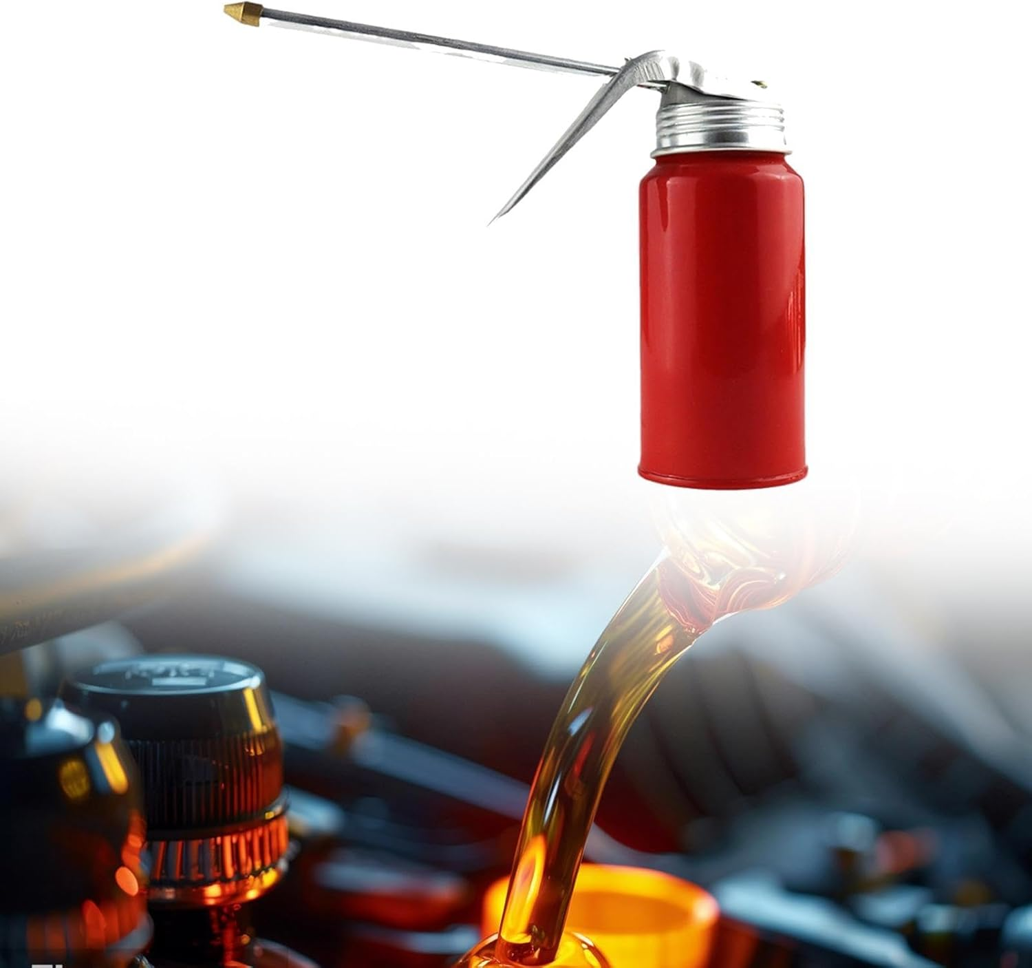 STARTIST Metal Oil Can with Spout,High Pressure Hand Pump Oiler Can Tool Professional Pump Oiler Oil Pump Can for Machines Truck image number 3