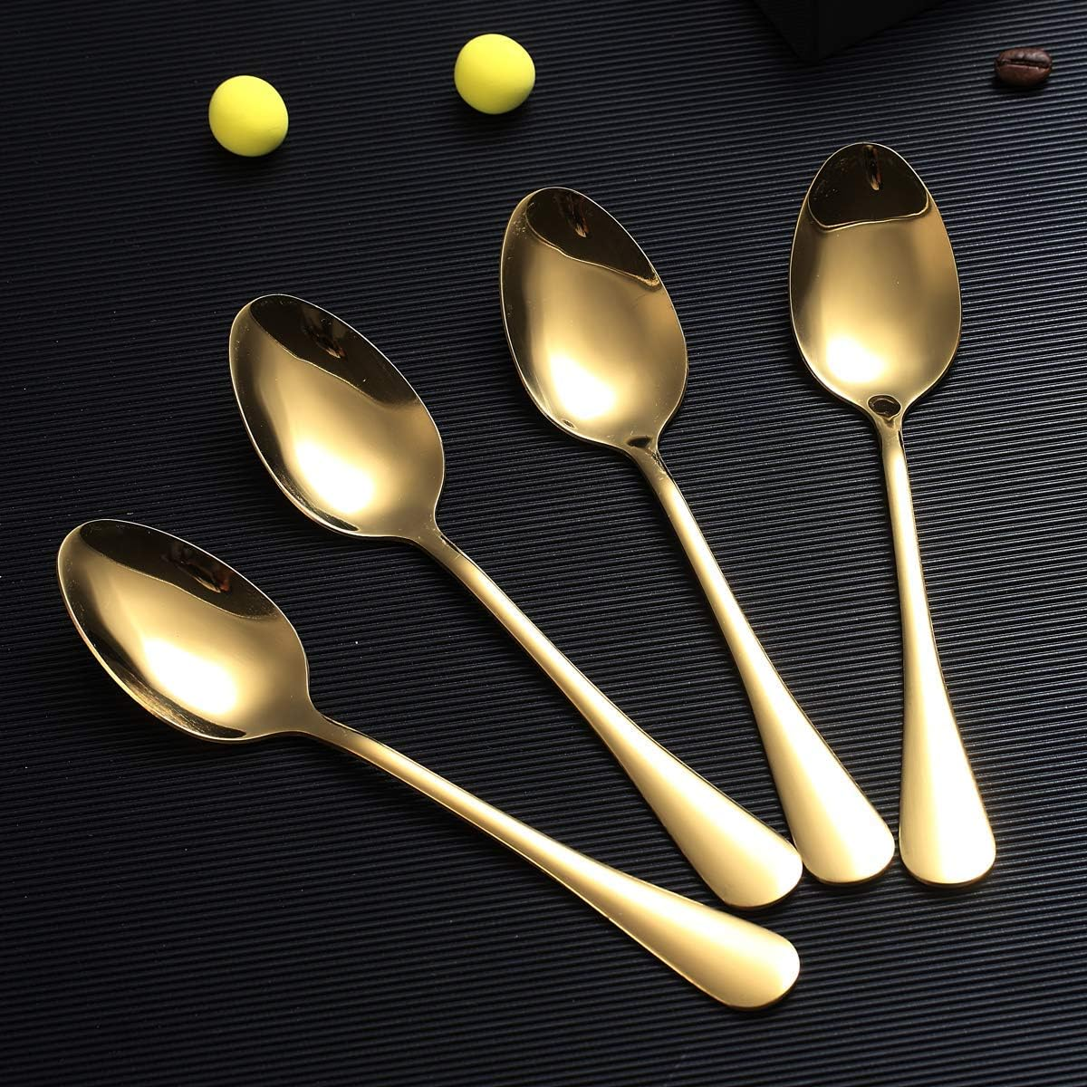 Berglander Gold Dinner Spoon of 4, 7.5 Stainless Steel Titanium Plating Shiny Gold Soup Spoons Silverware, Golden Soup Spoon Table Spoon Set Sturdy Easy to Clean, Dishwasher Safe - B. 24 Pieces image number 4