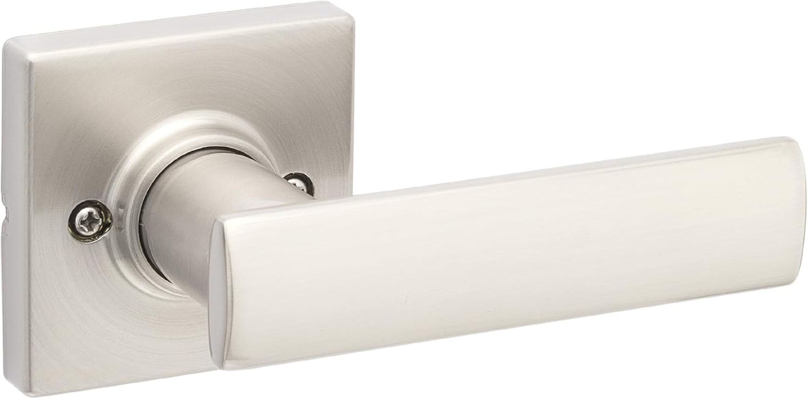 Kwikset Breton Interior Passage Door Handle, Lever for Closet and Hallway Doors, Reversible Non-Locking Handle Lever, Satin Nickel, with Microban Protection