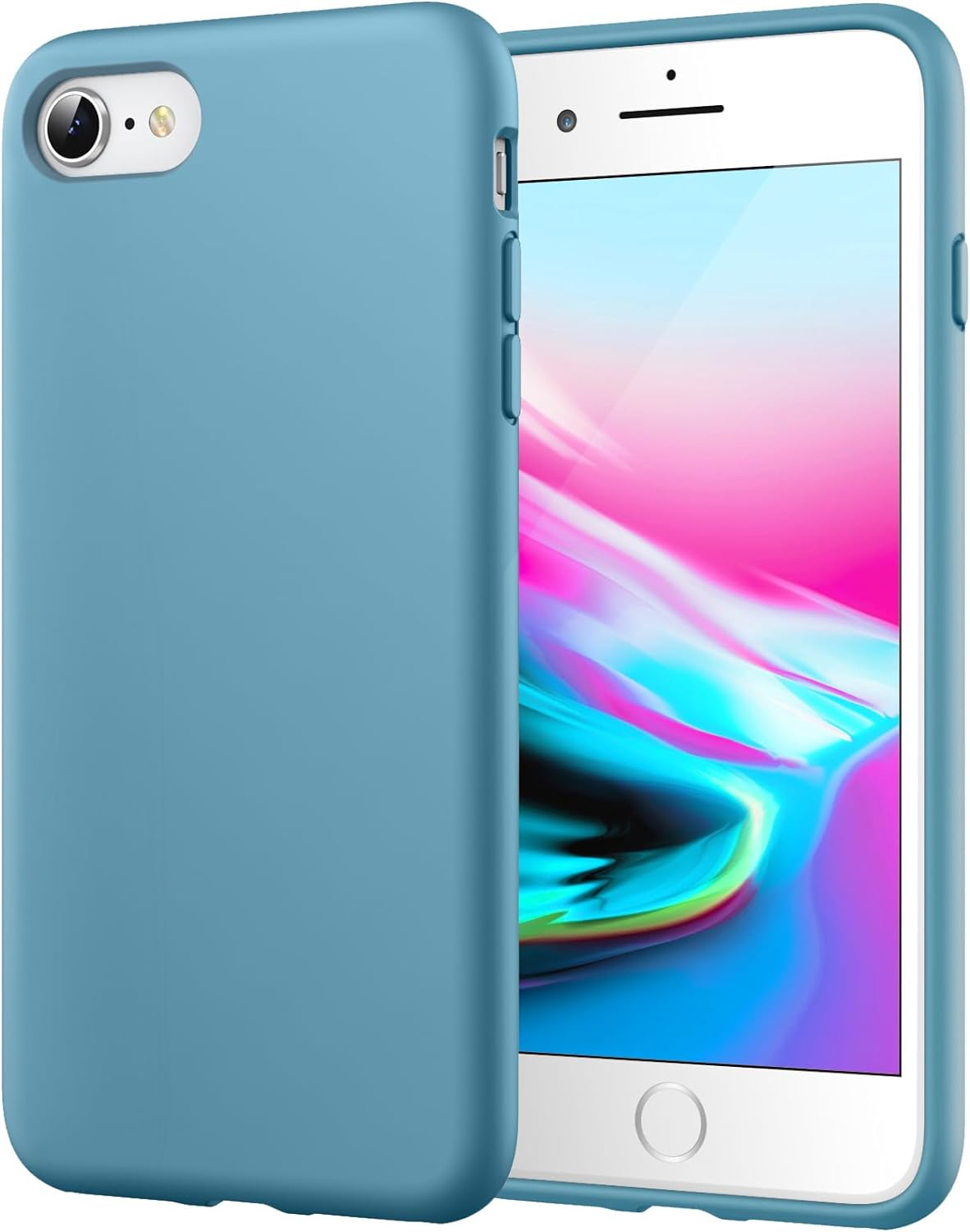 Jetech Silicone Case for Iphone SE 3/2 (2022/2020 Edition), Iphone 8 and Iphone 7, 4.7-Inch, Silky-Soft Touch Full-Body Protective Case, Shockproof Cover with Microfiber Lining (Cobalt Blue)