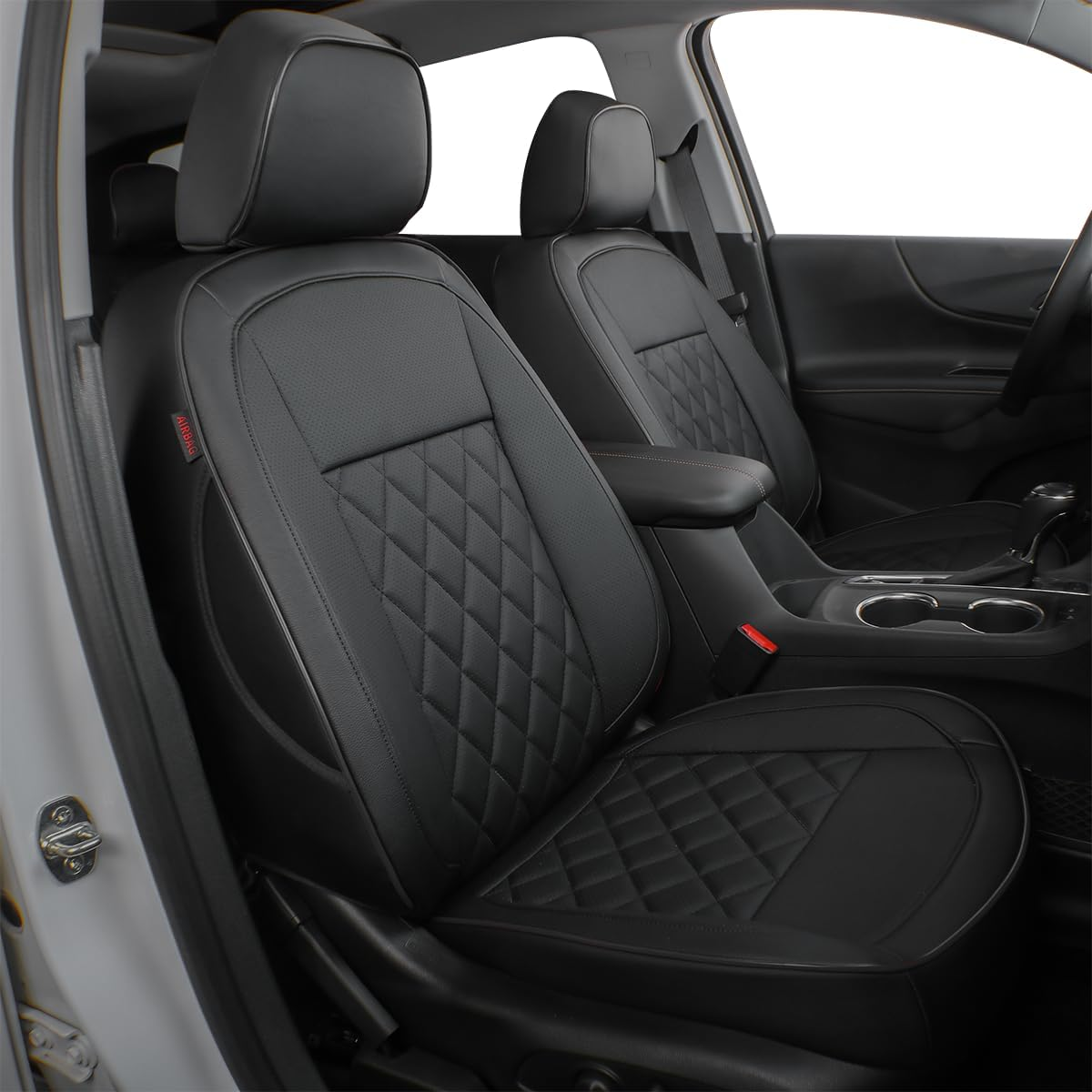 EKR RAV4 Hybrid Seat Covers Custom Fit for Toyota RAV4 Hybrid Cruiser/Hybrid Gx/Hybrid GXL 2019 2020 2021 2022 2023 2024 Leather Car Seat Covers Full Set -Nappa Leather A81 Diamond(Black) image number 1