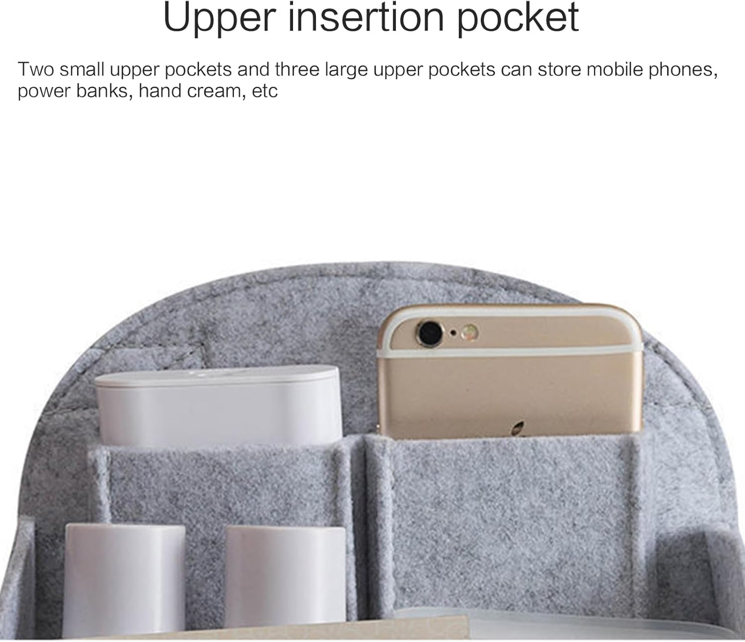 [Xinsheinelry] Rucksack Women Purse Insert Bag Organizer Backpack Small Divider Shoulder Handbag Large Felt Pocket Travel Backpack Organizer, Gray (Dark Gray), 大きい image number 2