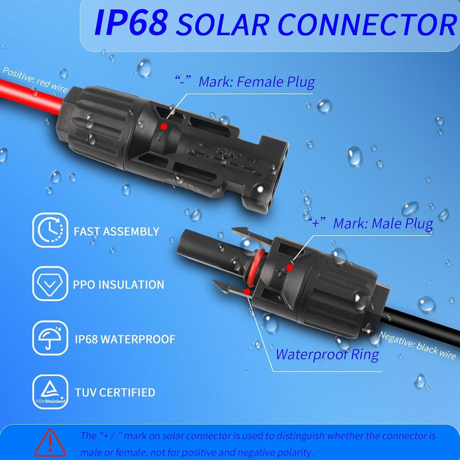 Weatherproof Solar Cable 2M Entry Gland Entry Housing Solar Junction Box Fit for RV Boat, Camper, Van, Building, Garage, Shack, 10AWG Solar Extension Cable Connector (2M) image number 3