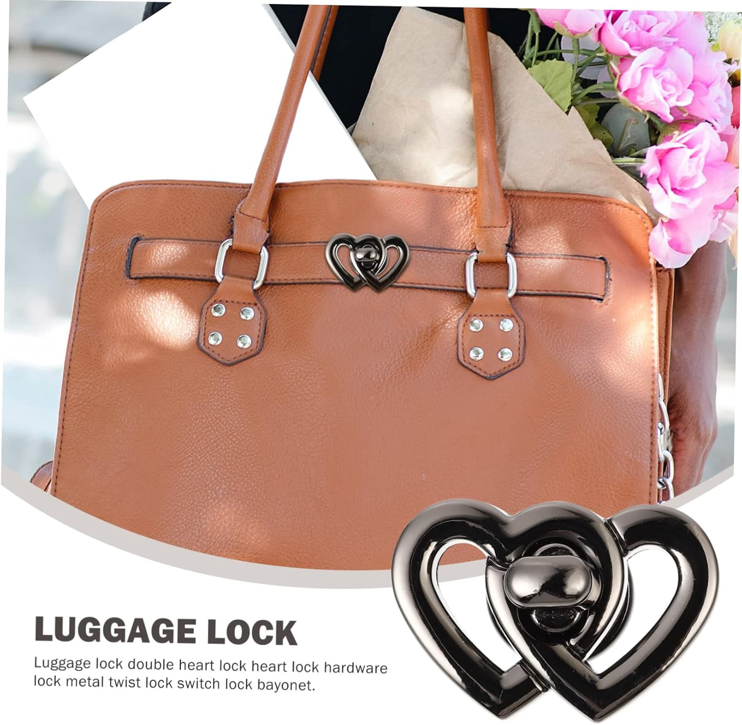 HOMSFOU 4Pcs Heart Shape Turn Locks for Suitcase Bag TSA Approved Metal Travel Locks image number 1