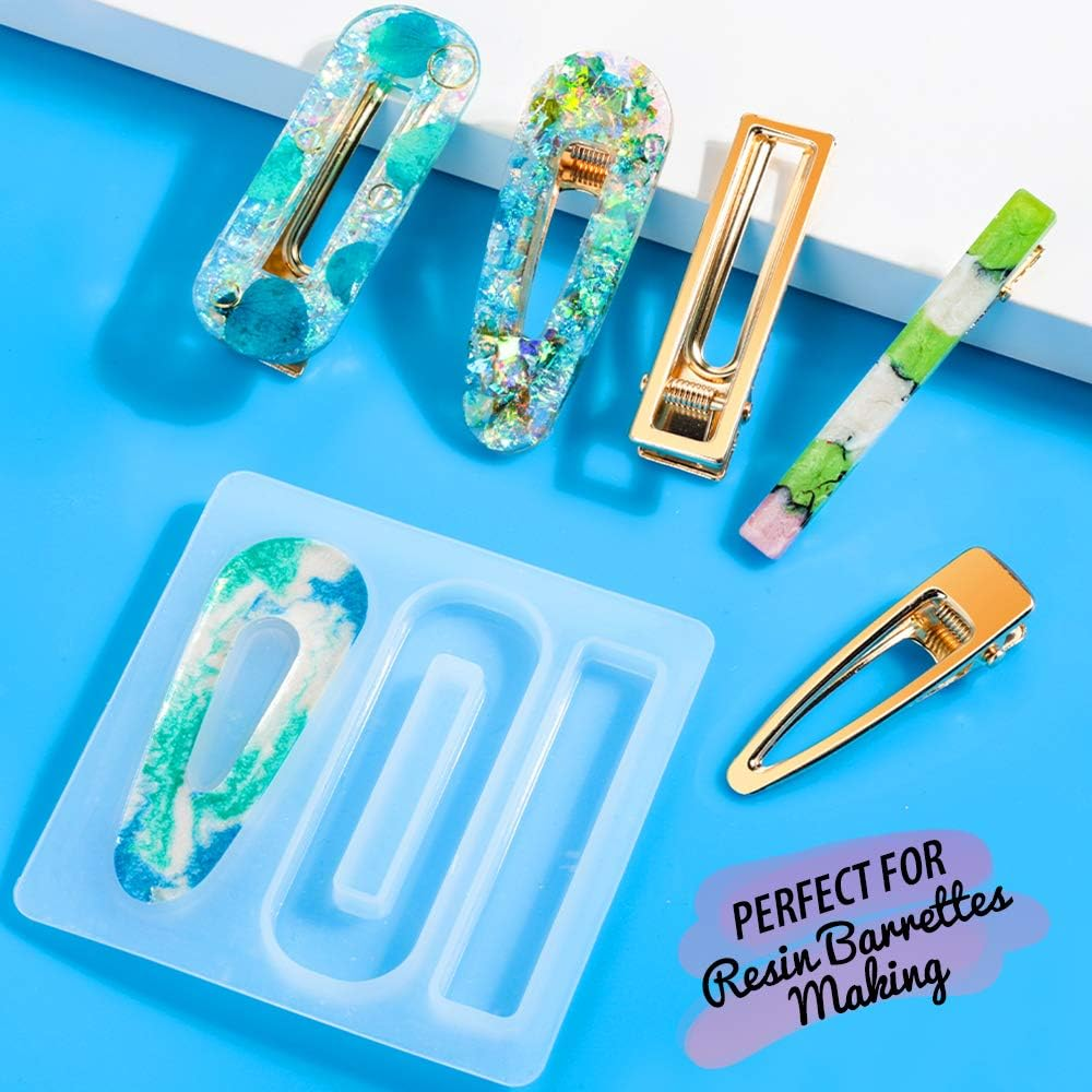 LEOBRO Metal Hair Clips, 50PCS Hair Clips for Women, Girls, Alligator Clips, Clips for Hair, Hair Barrettes for Women, for DIY Acrylic Resin Hair Clips, Hair Bows, Crafts, Gold - Silver image number 7