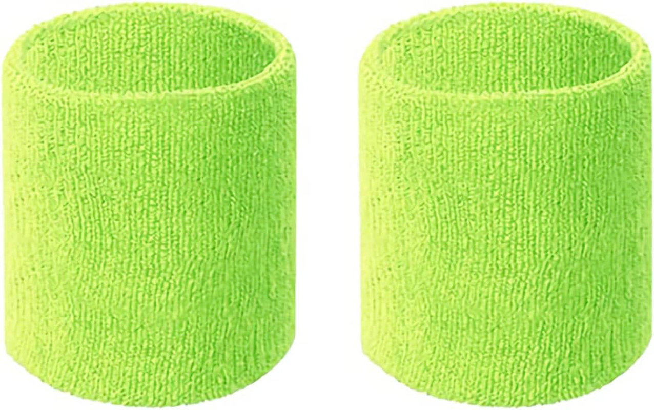 Colorful Cotton Sport Wristbands for Men and Women-3' Athletic Terry Cloth Sweatbands in Neon Colors-Wrist Sweat Bands for Tennis, Basketball, Running, Gym (1 Pair)