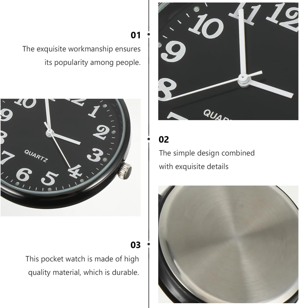 Sosoport 2 Pcs Pocket Watch Wrist Alloy Miss Quartz Watches Numerals Dial Pocket Watches image number 1