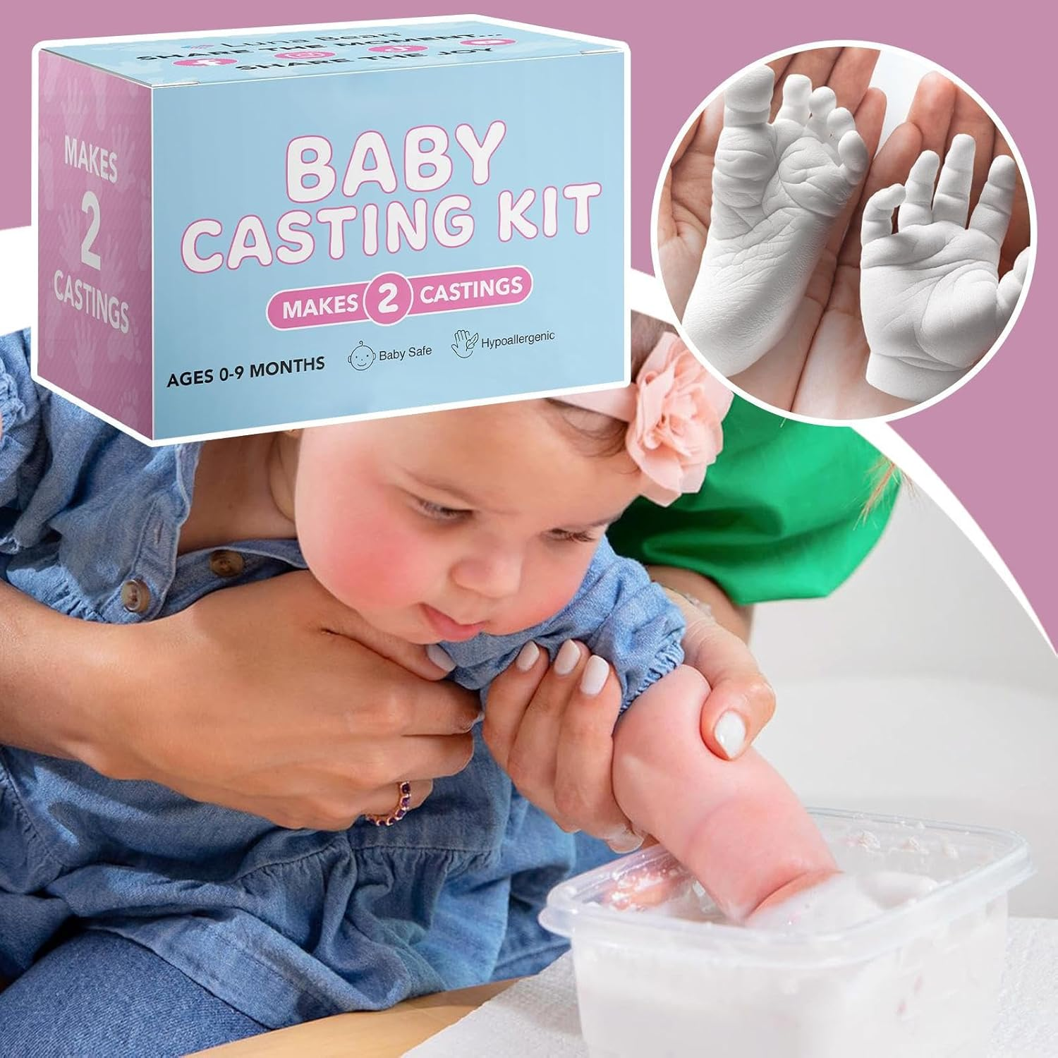 Aceirropy 3D Baby Casting Kit, Hand and Footprint Casting Kit, Handprint Footprint Milestone Molding Ornament for Bedroom Living Room Tabletop Study Room image number 5
