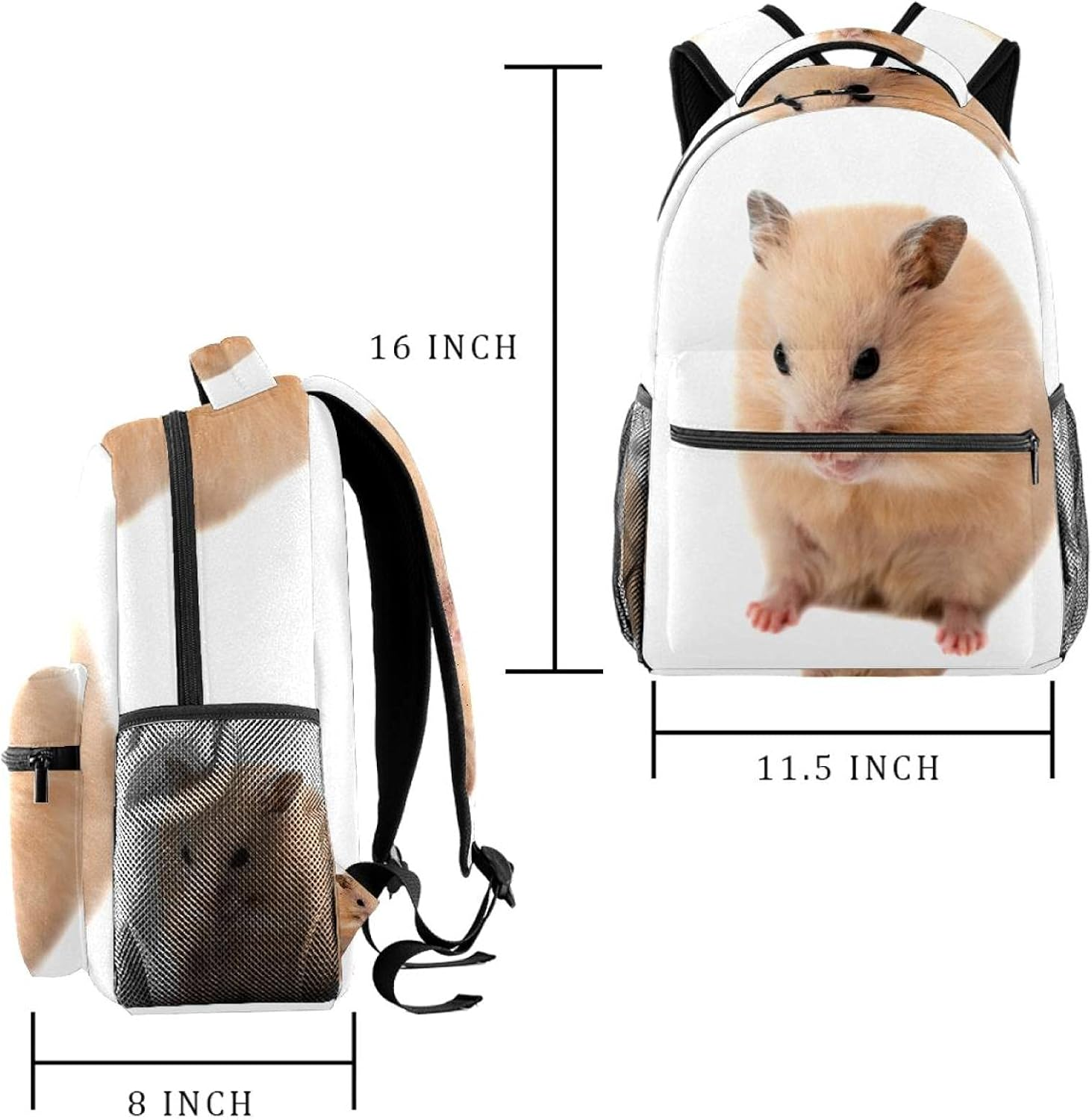 Adorable Hamster Backpack Students Shoulder Bags Travel Bag College School Tote Backpacks image number 5
