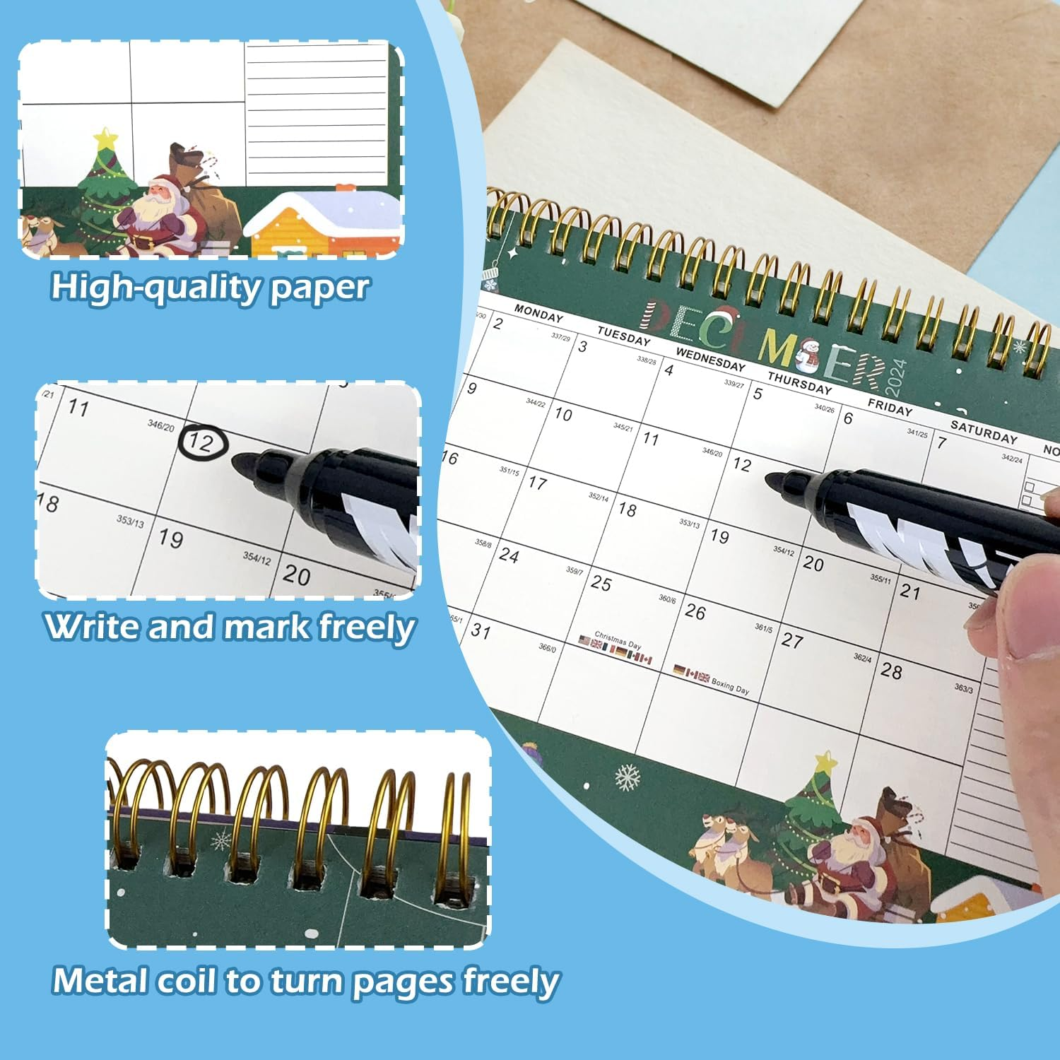 Desk Calendar 2025, Desktop Calendar 2025 Wrendale Calendar 2025 Academic Calendar for School Office Home Desk Table (White) - White image number 2