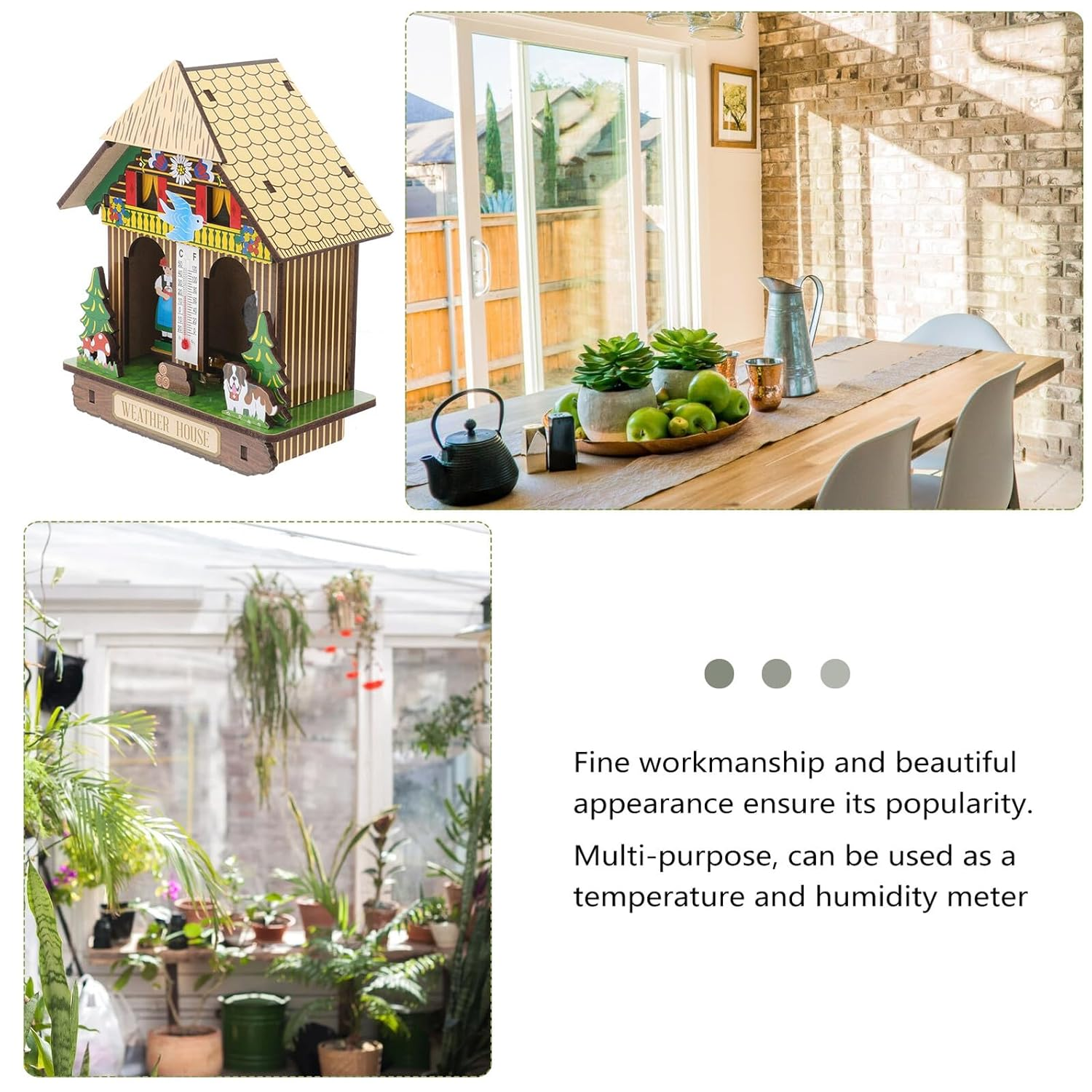 Bestonzon Accurate Indoor Hygrothermograph Wall Hanging Thermometer Hygrometer for Home Weather Monitoring Multifunctional Temperature and Humidity Gauge Elegant Design for Random Color