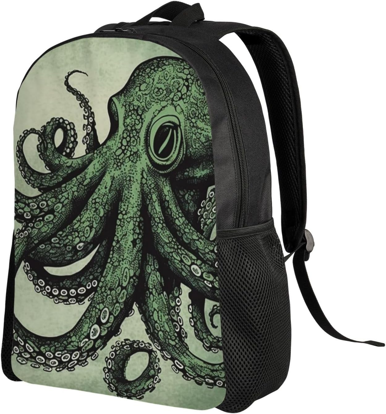 FJWSLCH Green Octopus Backpack for Women Men Laptop Backpack 16.1 Inch Computer Bag Casual Daypack for Travel, Black, One Size, Travel Backpacks image number 1