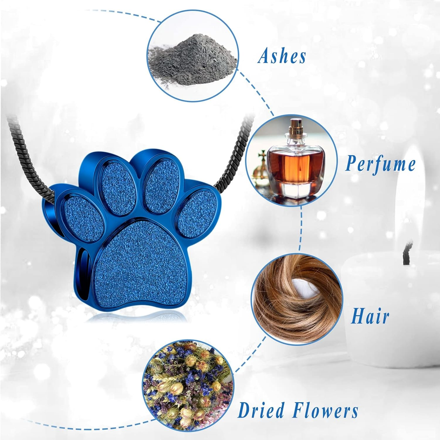 Paw Print Urn Necklace for Ashes Pet Paw Cremation Jewelry Ashes Necklace Keepsake Memorial Jewelry for Pet/Dog'S/Cat'S Ashes Pendant Gifts for Men/Women - Black image number 7