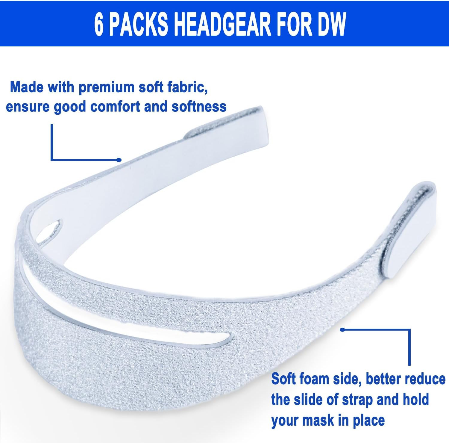 6 Packs Headgears for Dreamwear(Original Version) - 6 Packs Headgear Straps to Well Reduce Strap Slip-Off and Great Comfort & Softness, Great Value Kit Long Term Supplies by Airsmart image number 4