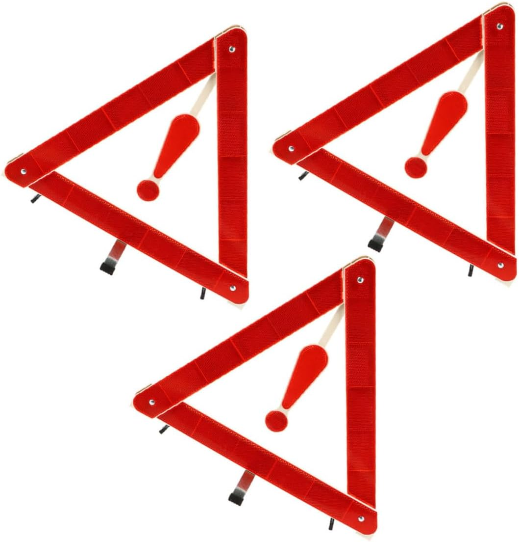 3Pcs Foldable Reflective Emergency Warning Triangles Safety Roadside Triangle Reflectors for Vehicles High Visibility Highway Road Warning Signs image number 1