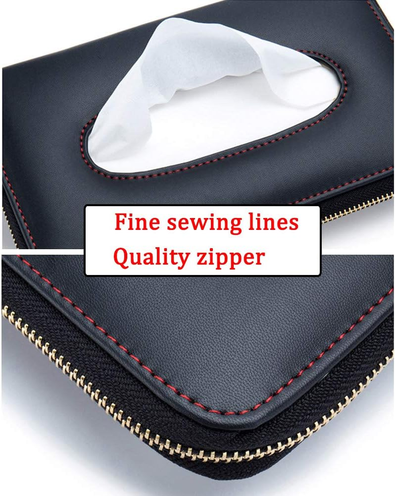 Fredyusu Car Tissue Holder, Car Visor Tissue Holder, Perfect Solid Color Auto Tissue Box, Tissue Case Holder for Car (Black) - Black image number 3