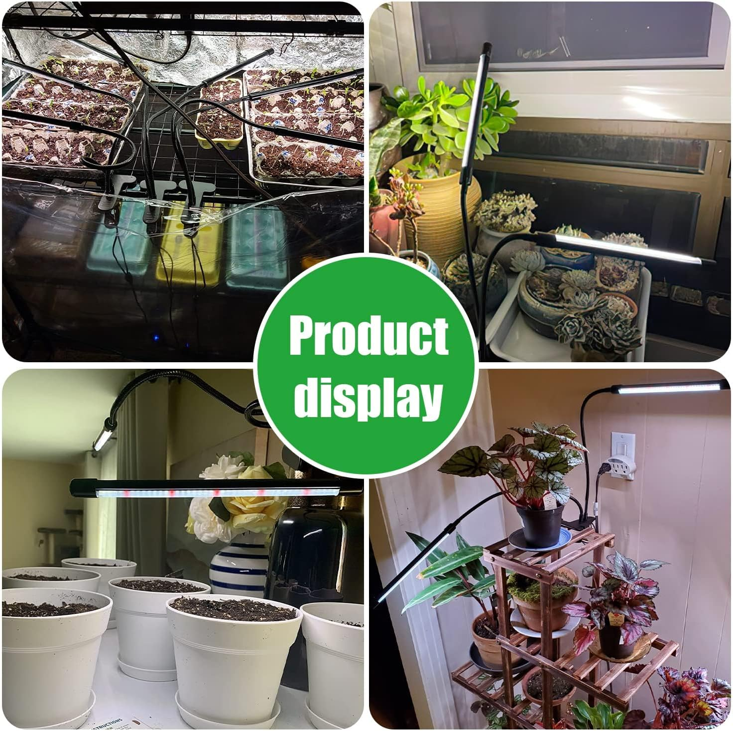 Grow Lights for Indoor Plants, Upgrade 84 Leds Clip Plant Lights, Full Spectrum LED Plant Growing Lamps with Flexible Gooseneck, 3/9/12H Timer, 3 Spectral Modes, 10 Dimmable Levels(2 Head 1 Pack) image number 4