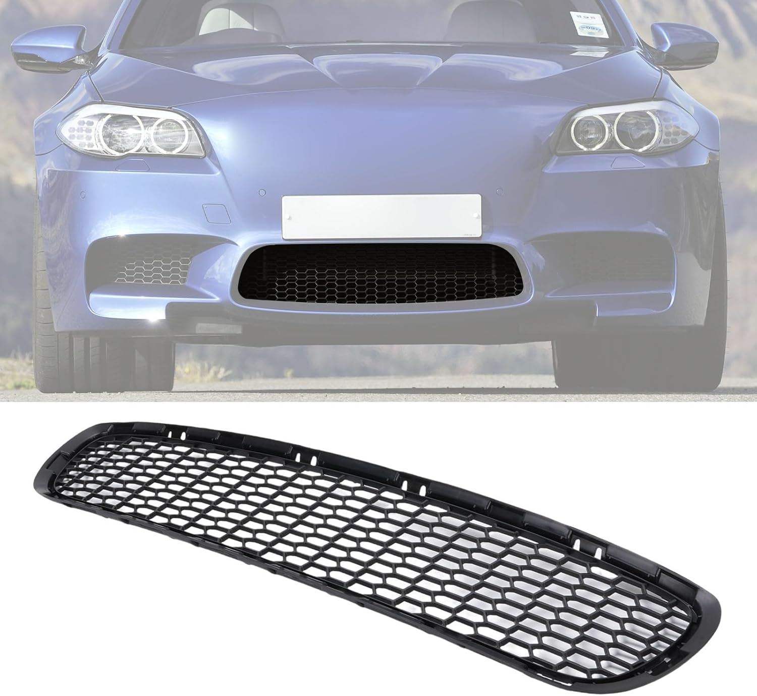 Asixxsix Front Bumper Grille, Textured Black ABS Replacement Compatible with M5 F10 2012 2013 2014 2015 2016, Snap on Installation OE Number 51118047391, Snap on Installation image number 5
