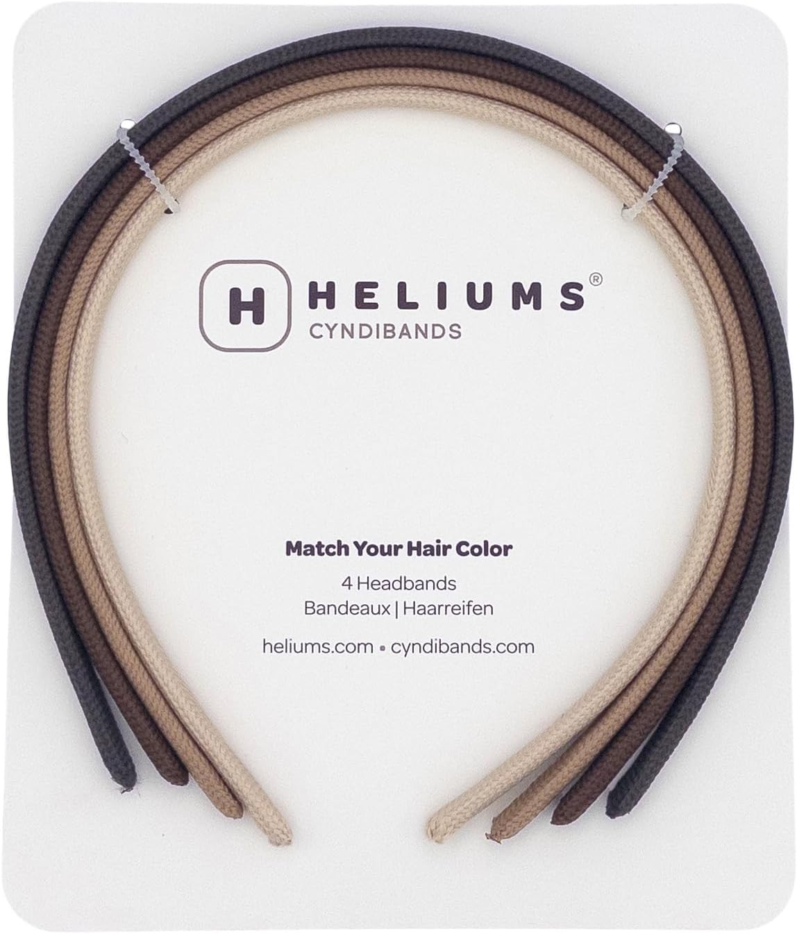 Heliums Thin Headbands for Women - 8Mm Skinny Headband, 4 Count, Comfortable Narrow Hair Bands Blend with Hair Color (Dark Blonde, Sandy, Beige and Ash Blonde)