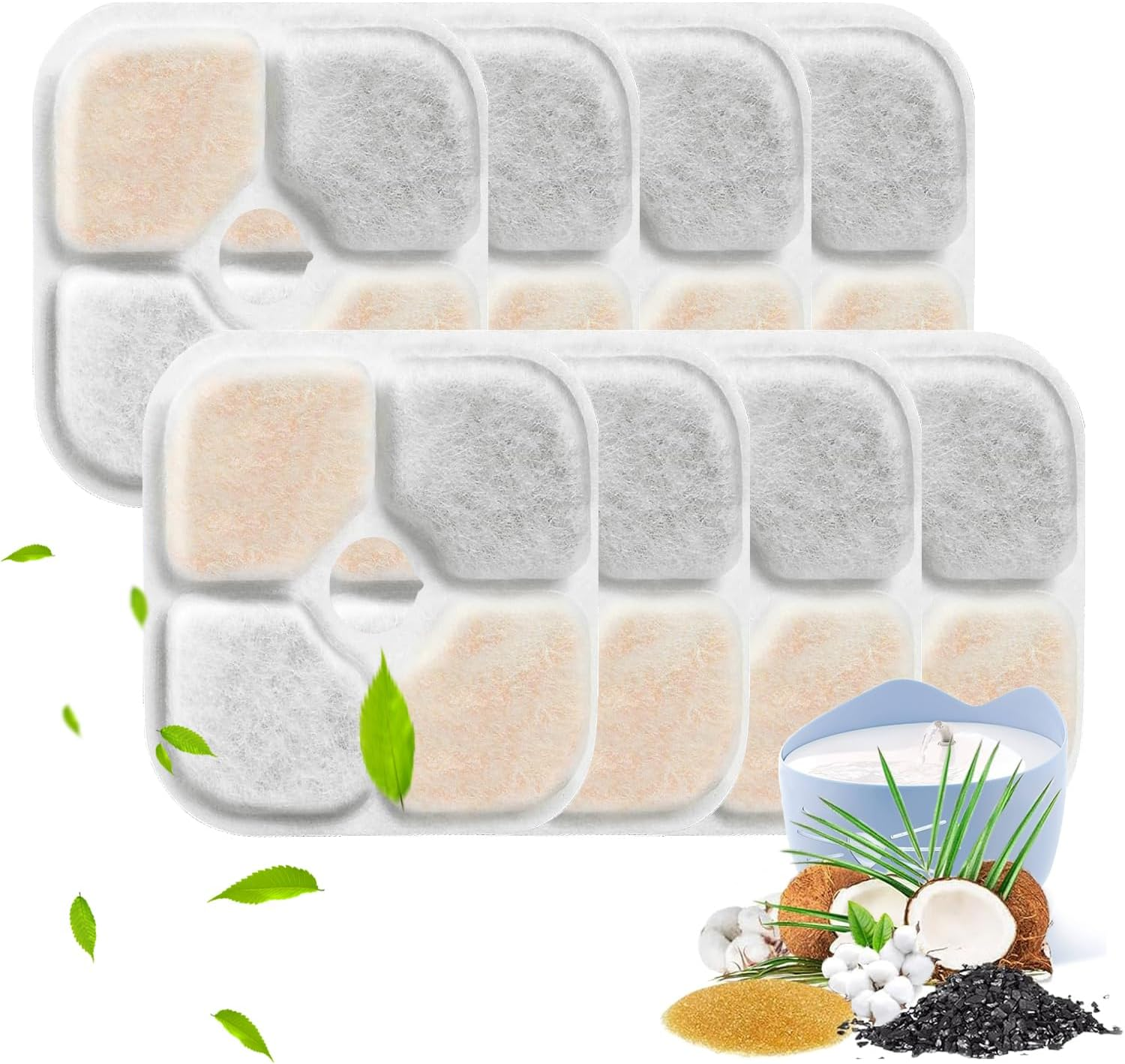 Pack of 8 Cat Fountain Filter, Triple Filter System Replacement Filter with Resin and Activated Carbon, Drinking Fountain Filter for 2.5 L Drinking Fountain for Cat Replacement Filter, 43717 Filter image number 5