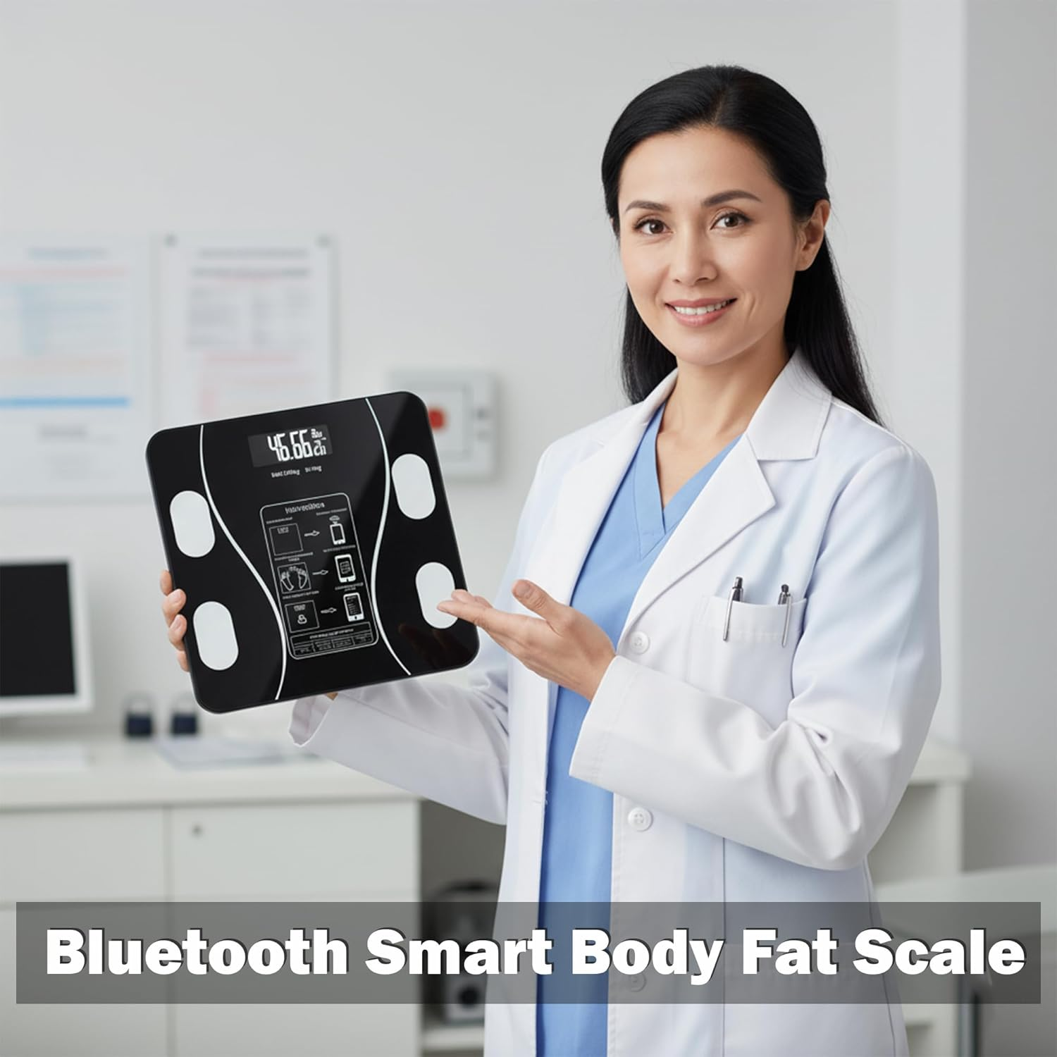 Bluetooth Smart Body Fat Scale &ndash; Digital Bathroom Scale with USB Recharge, Tempered Glass & Large LED Display &ndash; Slim Fitness Scale for Weight Tracking, Health Monitoring & Home Use &ndash; Black