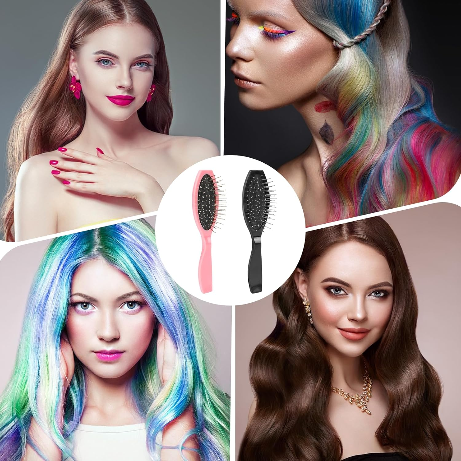 Wig Brushes for Synthetic Hair, Metal Bristle Doll Hair Brush Air Cushion Scalp Brush Gua Sha Hair Brush Wire Hair Brush anti Static Wig Comb for Human Hair, Professional Extension Brush for Women image number 1