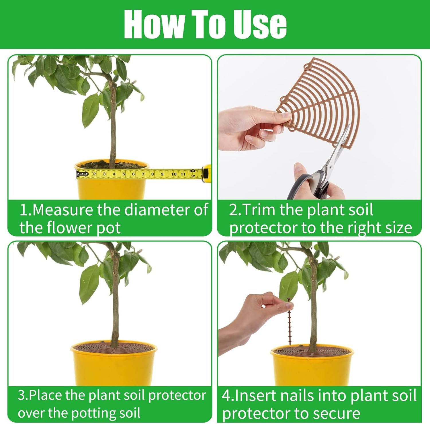 5 Pcs Plant Pot Grid Cover Protectors from Animals- Diameter 30Cm Cuttable Flower Pot Cover with 40 Stakes, Keep Cats Out of Potted Plants (Rotundity) image number 4