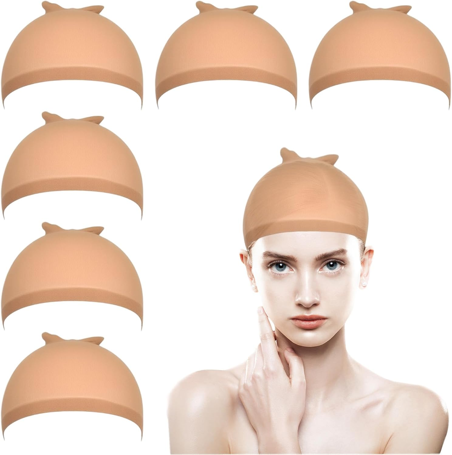 6 Pcs Wig Caps, Bald Caps Elastic Nylon Stocking Net for Women Wigs, Lace Front Hair and Fashion Hair Accessories, Fun Hair Accessories, Makeup & Performance Accessorie (Brown) image number 6
