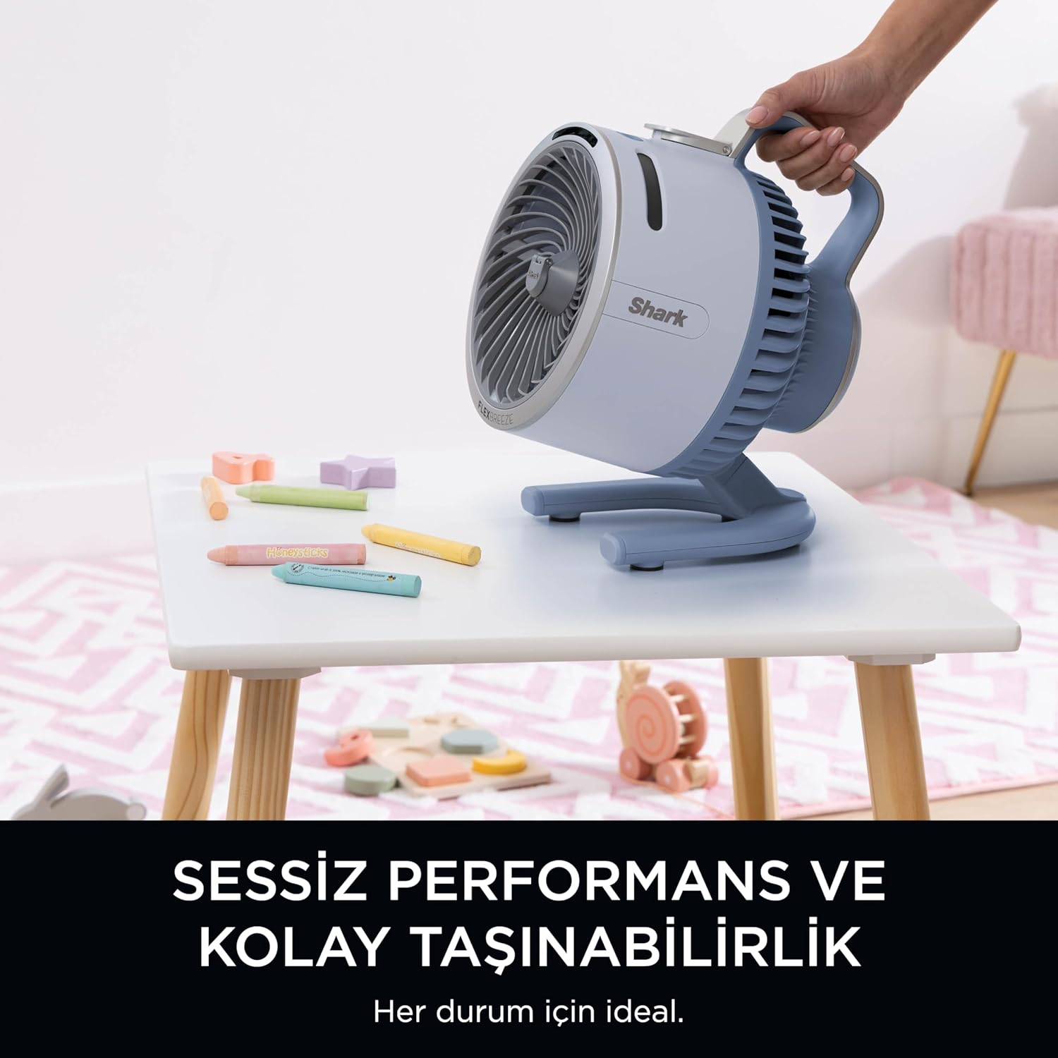 Shark Flexbreeze Hydrogo Strong Fan with Spray Mist, Cooling for Indoor & Outdoor, Quiet & Durable, Wired & Wireless, Compact & Lightweight, up to 20M Airflow, Glacier FA050EUBL