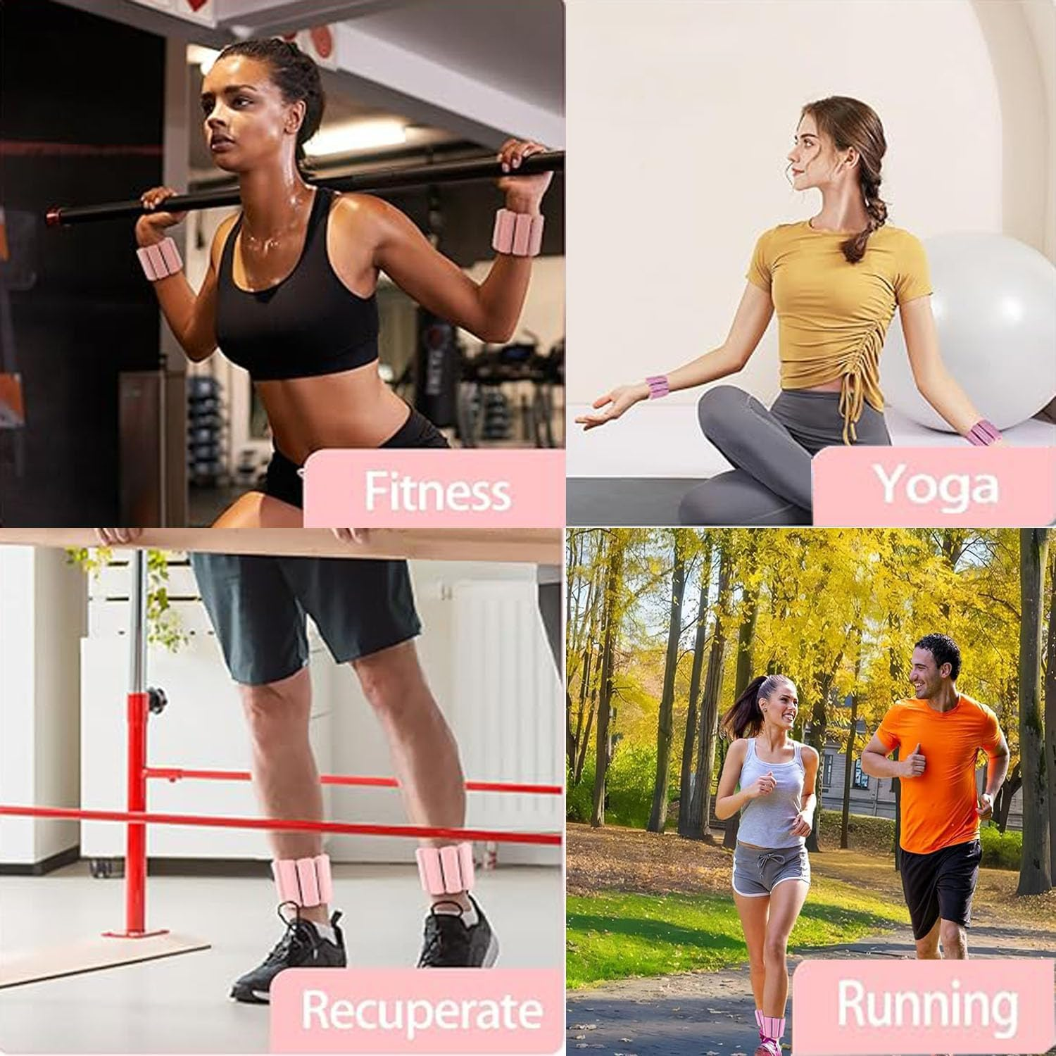 Lxcshljx 2PCS Wrist Ankle Weights(1Lb/Pair), Adjustable Wearable Wrist and Ankle Weights for Women Men, Silicone Weighted Wristlet Bracelet Wraps for Exercise, Yoga, Dance, Pilates, Aerobics, Workout image number 1