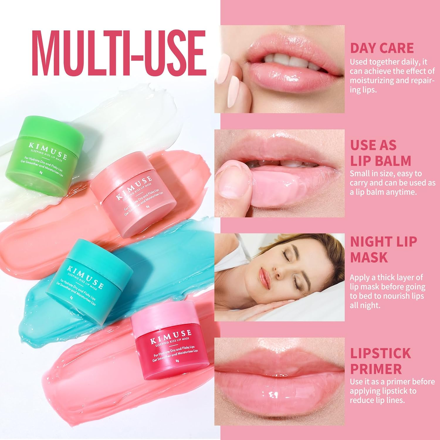 KIMUSE Lip Sleeping Mask Set, Overnight Treatment Lip Care Products, Moisturize & Nourish, Hydration Cracked Dry Lips image number 2