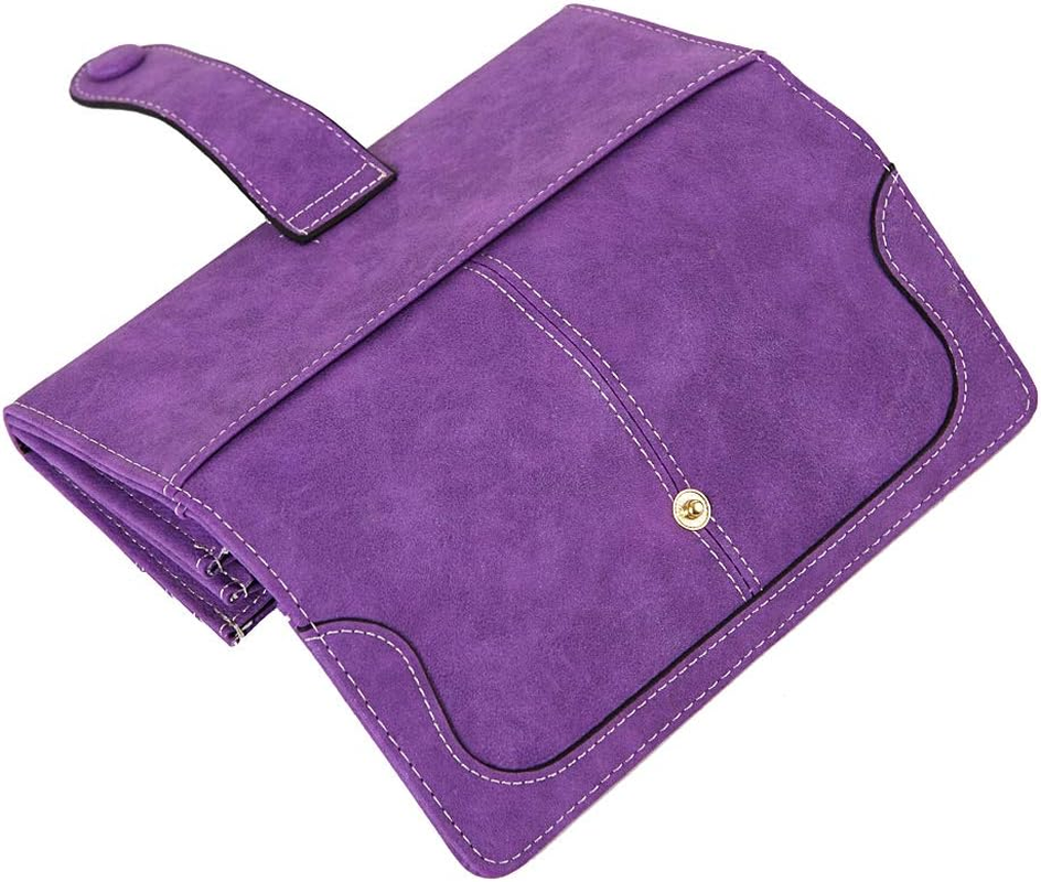 Women'S Vegan Leather 17 Card Slots Card Holder Long Big Bifold Wallet - Light Blue image number 5