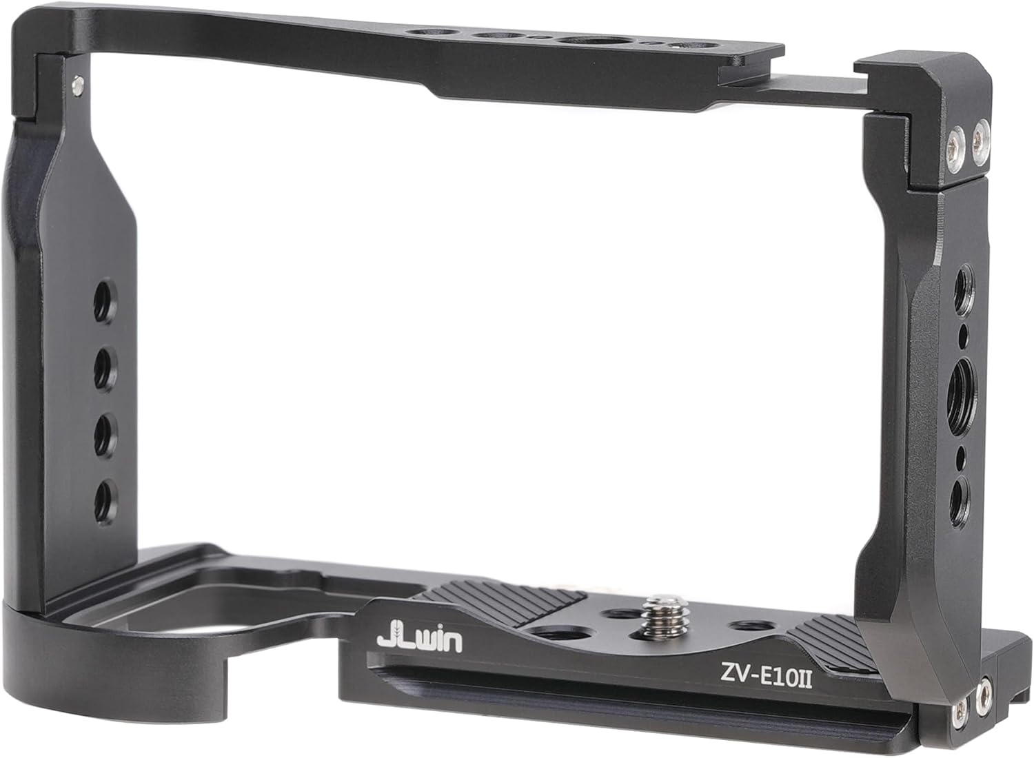 FOTGA Camera Cage for Sony Alpha ZV-E10 II Camera, Aluminium Alloy Video Vlogging Camera Cage Rig, Integrated Cold Shoe 1/4 Inch 3/8 Inch Thread Quick Release Plate Compatible with Arca Swiss Tripod image number 2