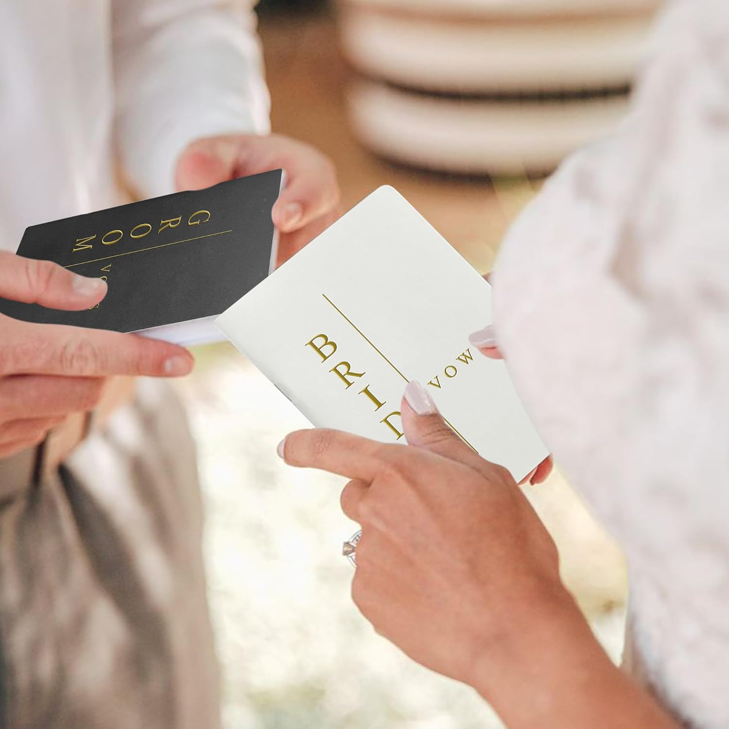 Vow Books His and Hers Wedding Vow Books Bride and Groom with Soft Touch Gold Foil Engraving Wedding Essentials(Tr-Gb-Black) - Tr-Gb-Black image number 4