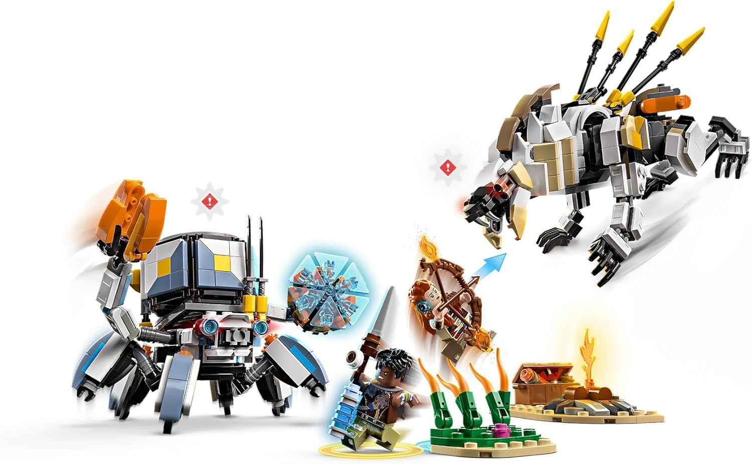 LEGO Horizon Adventures Aloy & Varl Vs. Shell-Walker & Sawtooth Kids Toy for 9+ Year Old Boys & Girls, Gaming Building Set with 2 Robot Action Figures and 2 Minifigures, Desk Toy for Gamers 77037 image number 4