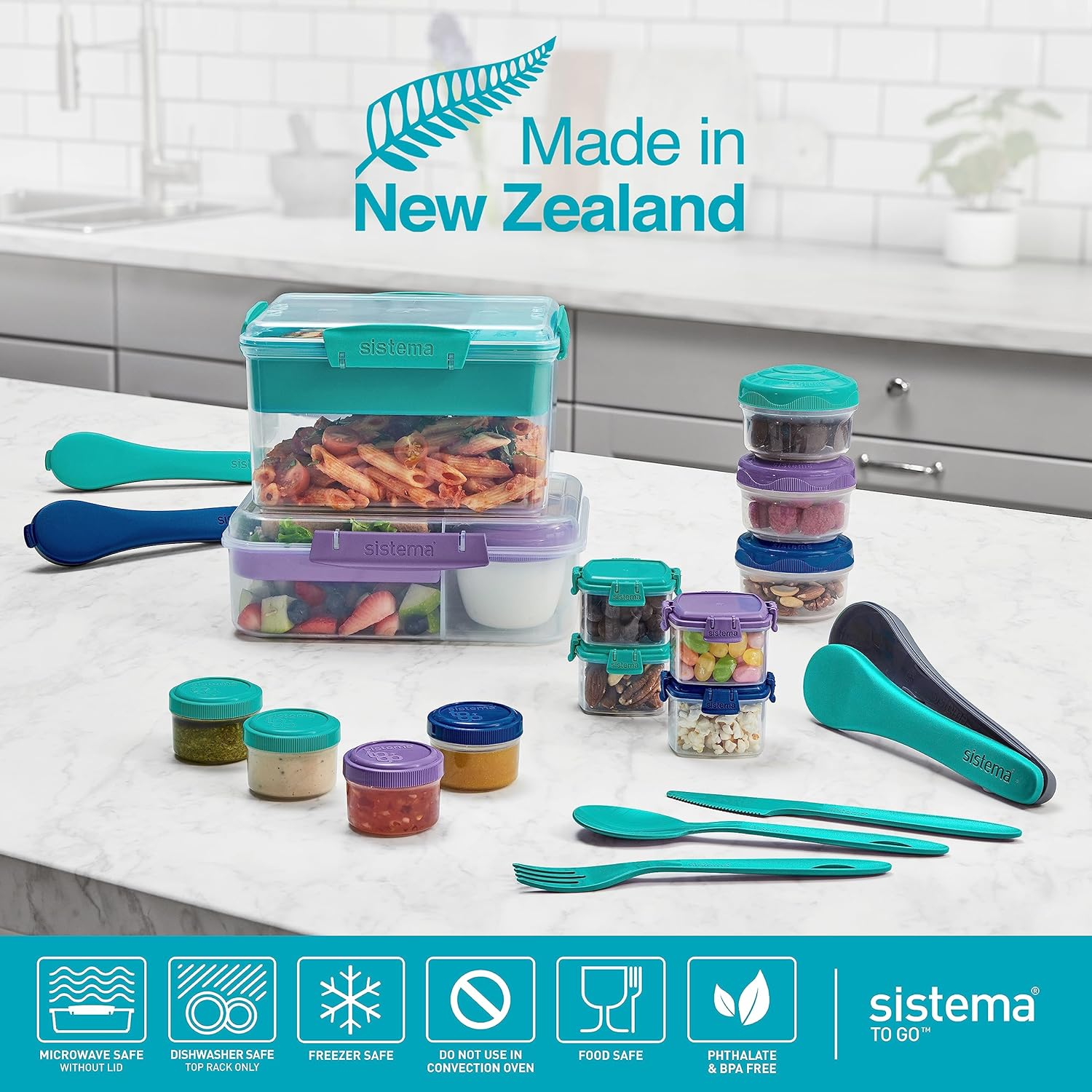 Sistema Bento Box to GO, Long | Lunch Box with Yoghurt/Fruit Pot | 1.76 L | Assorted Colours (Not Selectable) image number 4