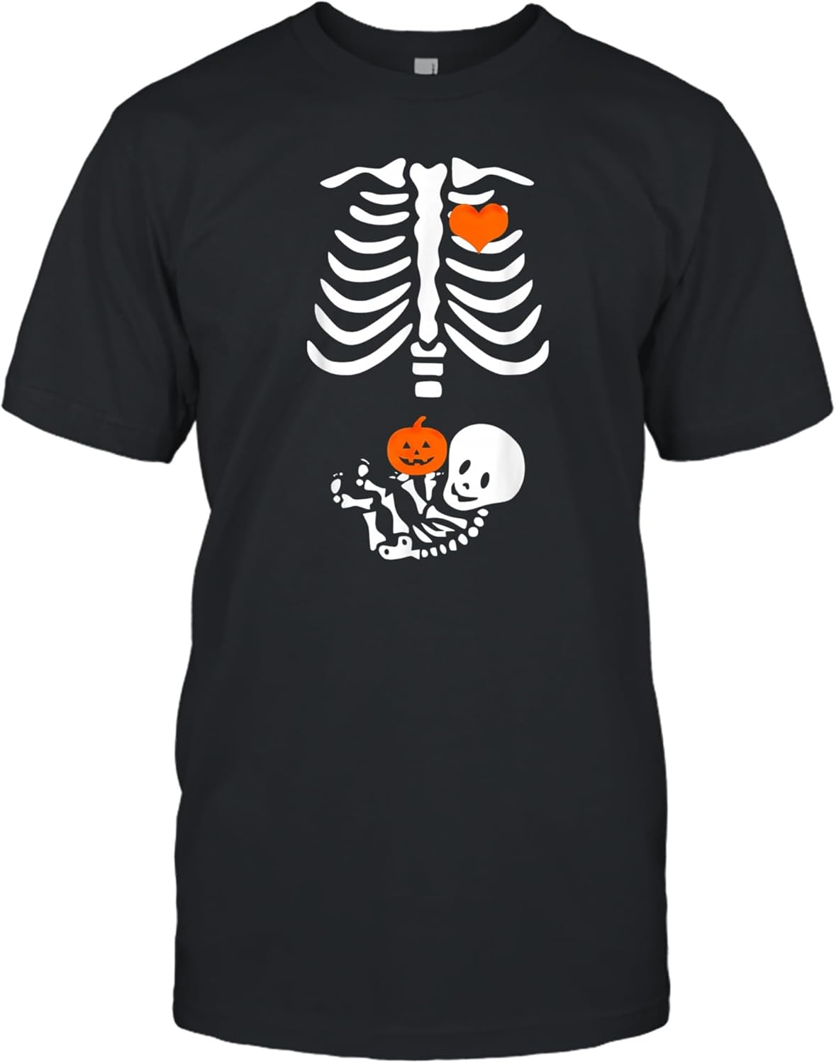 Halloween Skeleton Rib Cage Maternity Pregnant Pumpkin Unisex Shirt Men Women Gift image number 5